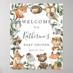 Póster Signo de bienvenida de Baby Shower para animales d