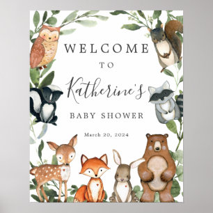 Póster Signo de bienvenida de Baby Shower para animales d