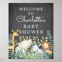 Póster Signo de bienvenida de Baby Shower para animales d