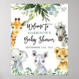 Póster Signo de bienvenida de Baby Shower para animales d