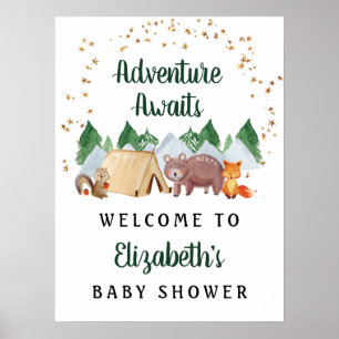 Póster Signo de bienvenida de Baby Shower para animales r