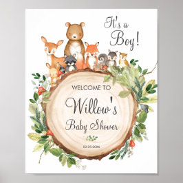 Póster Signo de bienvenida de Baby Shower para animales r