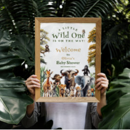 Póster Signo de bienvenida de Baby Shower para animales s