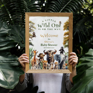 Póster Signo de bienvenida de Baby Shower para animales s