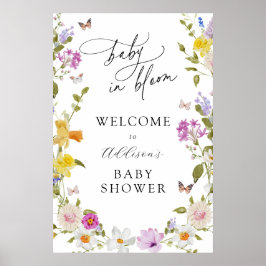 Póster Signo de bienvenida de Baby Shower para bebé en fl