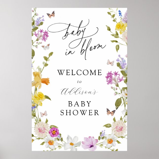 Póster Signo de bienvenida de Baby Shower para bebé en fl (Frente)