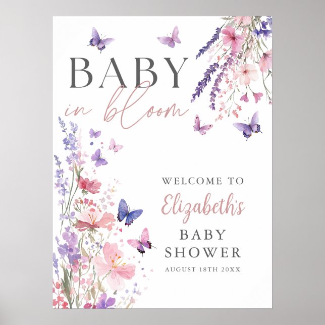 Póster Signo de bienvenida de Baby Shower para bebé en ma (Frente)