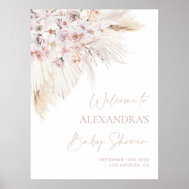 Póster Signo de bienvenida de Baby Shower para Chica de g (Frente)