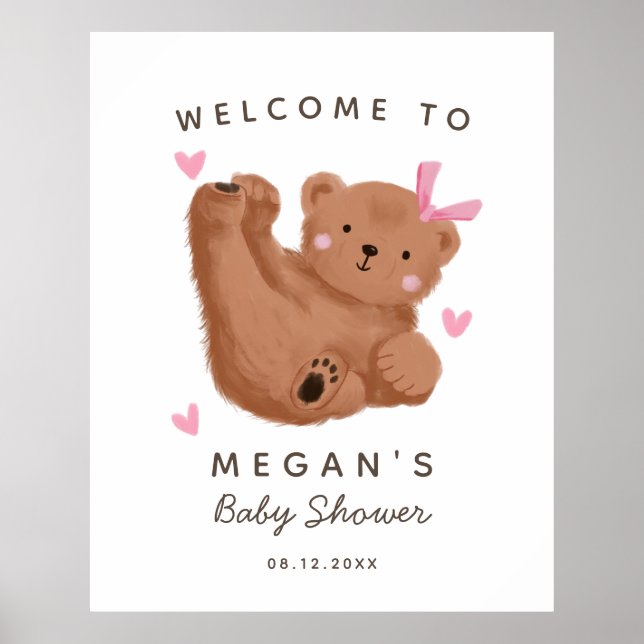 Póster Signo de bienvenida de Baby Shower para Chica de o (Frente)