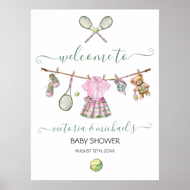 Póster Signo de bienvenida de Baby Shower para Chica de t (Frente)