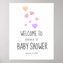 Póster Signo de bienvenida de Baby Shower para Chicas de 