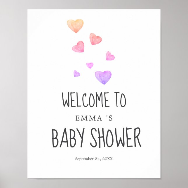 Póster Signo de bienvenida de Baby Shower para Chicas de  (Frente)