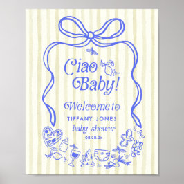 Póster Signo de bienvenida de Baby Shower para ciao Baby