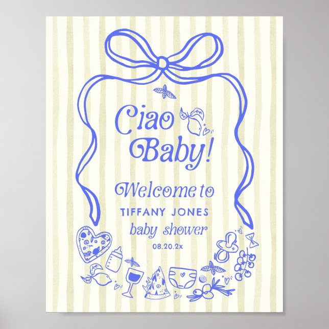 Póster Signo de bienvenida de Baby Shower para ciao Baby  (Frente)