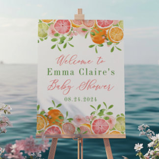 Póster Signo de bienvenida de Baby Shower para cítricos F