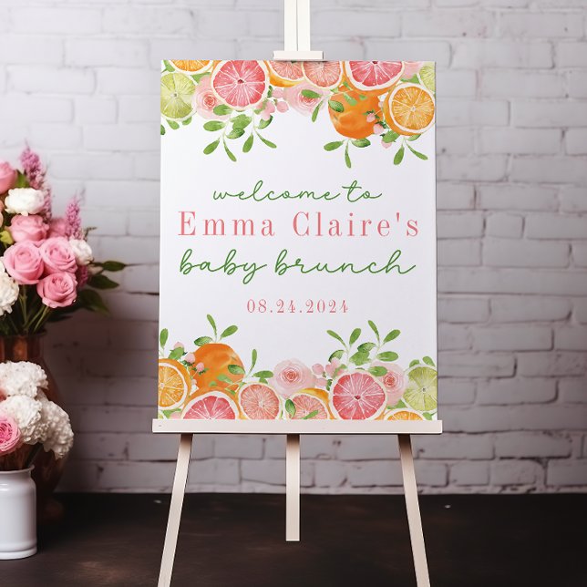 Póster Signo de bienvenida de Baby Shower para cítricos F (Subido por el creador)
