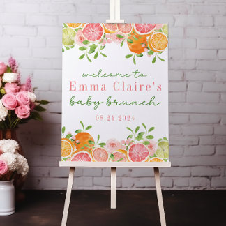 Póster Signo de bienvenida de Baby Shower para cítricos F