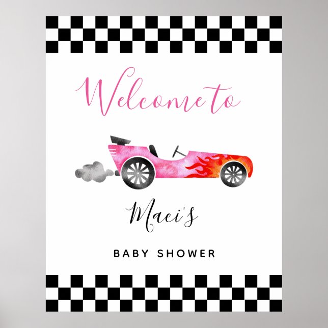Póster Signo de bienvenida de Baby Shower para coches de  (Frente)