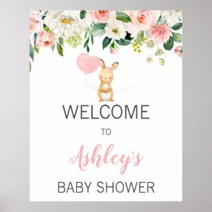 Póster Signo de bienvenida de Baby Shower para conejito f