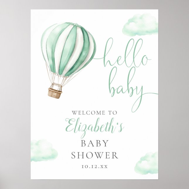 Póster Signo de bienvenida de Baby Shower para el globo d (Frente)