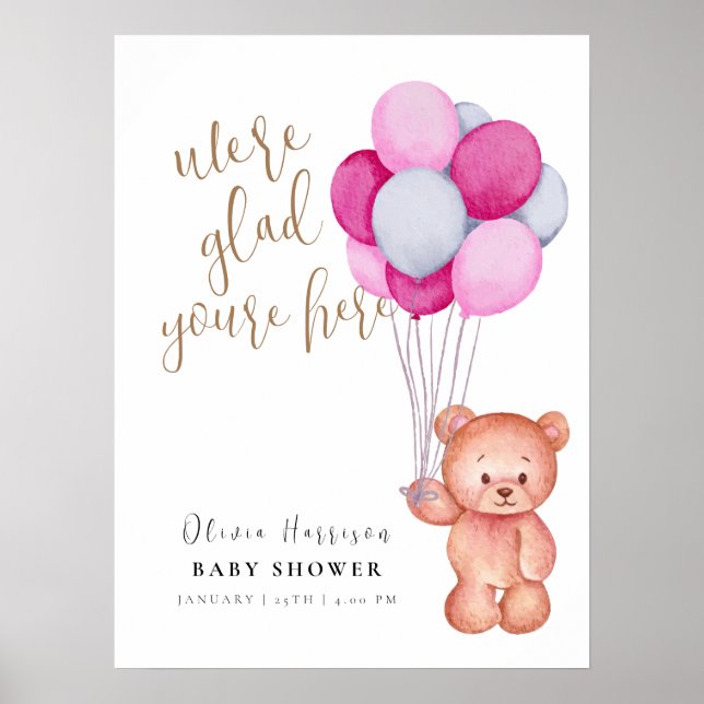 Póster Signo de bienvenida de Baby Shower para el globo d (Frente)