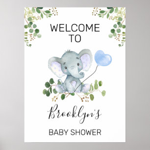 Póster Signo de bienvenida de Baby Shower para elefante d