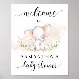 Póster Signo de bienvenida de Baby Shower para elefante d