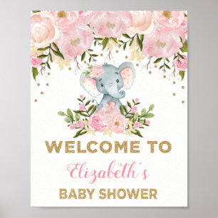 Póster Signo de bienvenida de Baby Shower para Elefante F