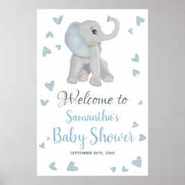 Póster Signo de bienvenida de Baby Shower para elefante g