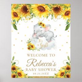 Póster Signo de bienvenida de Baby Shower para elefante l