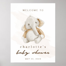 Póster Signo de bienvenida de Baby Shower para Elefante N