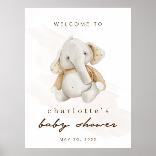 Póster Signo de bienvenida de Baby Shower para Elefante N