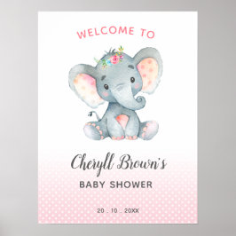 Póster Signo de bienvenida de Baby Shower para elefante P