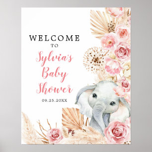 Póster Signo de bienvenida de Baby Shower para Elefante R
