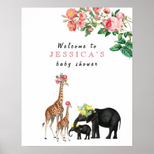 Póster Signo de bienvenida de Baby Shower para elefante y