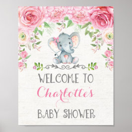 Póster Signo de bienvenida de Baby Shower para Elefantes 