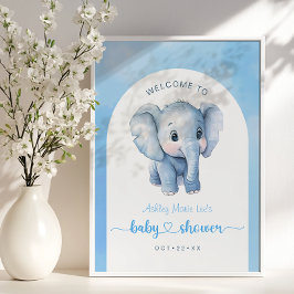 Póster Signo de bienvenida de Baby Shower para Elefantes