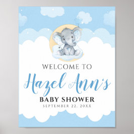 Póster Signo de bienvenida de Baby Shower para elefantes