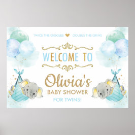 Póster Signo de bienvenida de Baby Shower para elefantes 