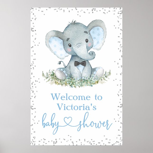 Póster Signo de bienvenida de Baby Shower para Elephant B (Frente)
