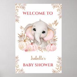 Póster Signo de bienvenida de Baby Shower para Elephant C
