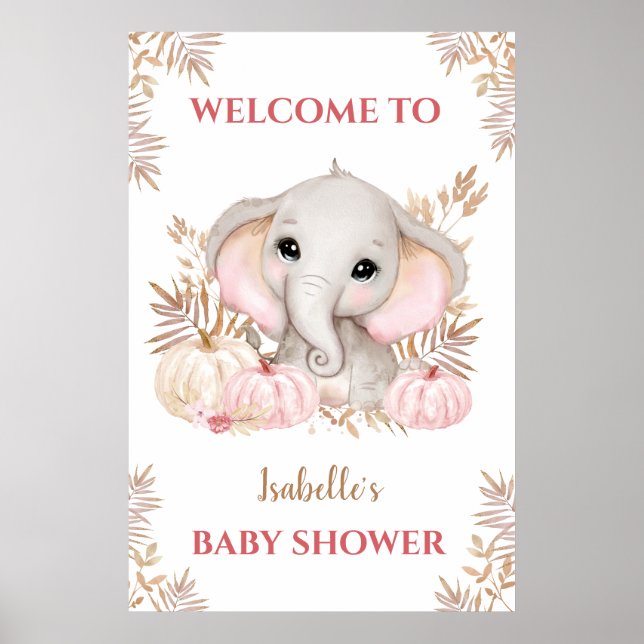 Póster Signo de bienvenida de Baby Shower para Elephant C (Frente)