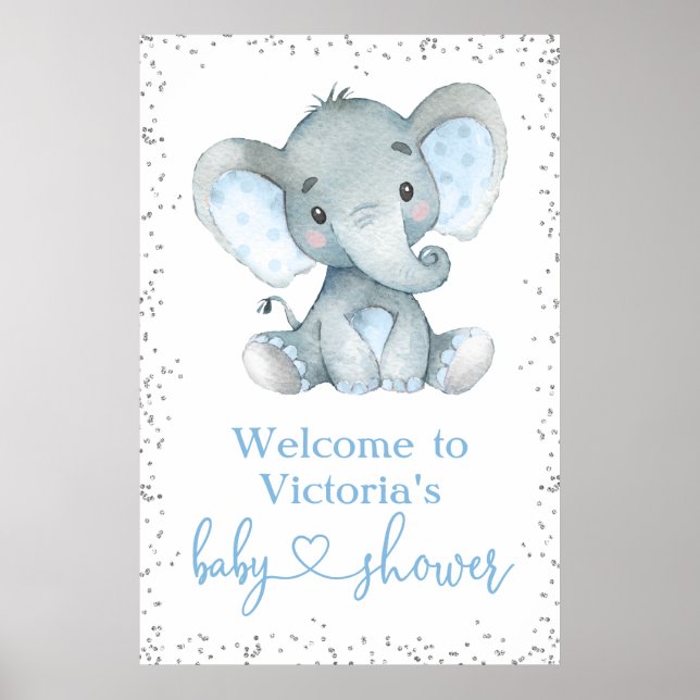Póster Signo de bienvenida de Baby Shower para Elephant S (Frente)