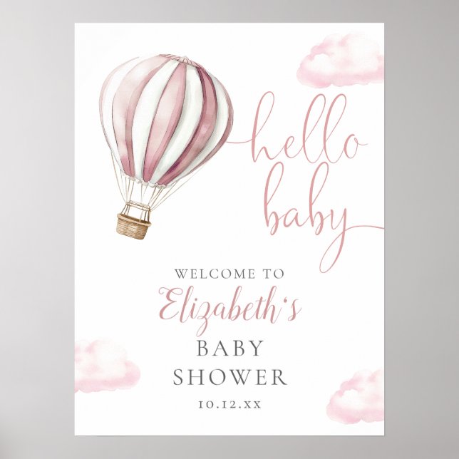 Póster Signo de bienvenida de Baby Shower para globo aero (Frente)