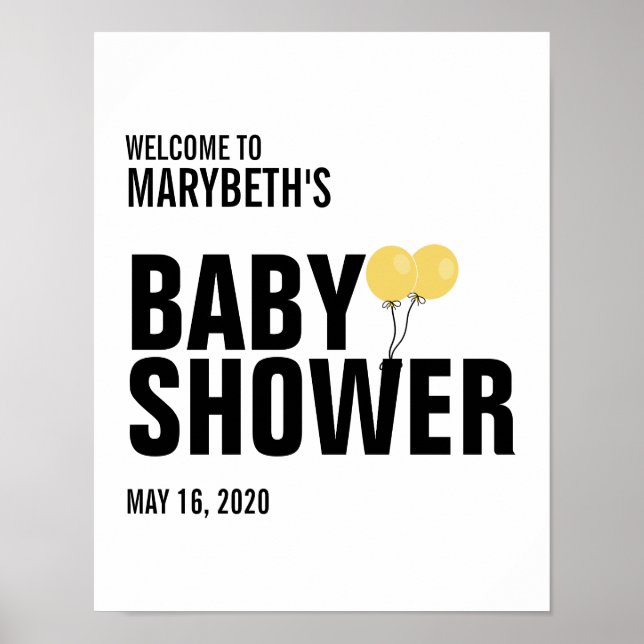 Póster Signo de bienvenida de Baby Shower para globo amar (Frente)