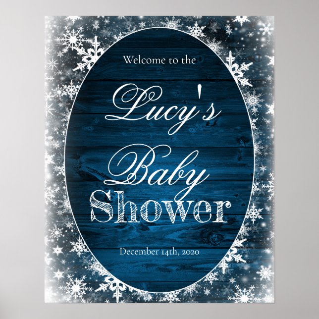 Póster Signo de bienvenida de Baby Shower para invierno (Frente)