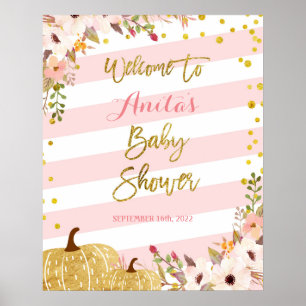 Póster Signo de bienvenida de Baby Shower para la calabaz