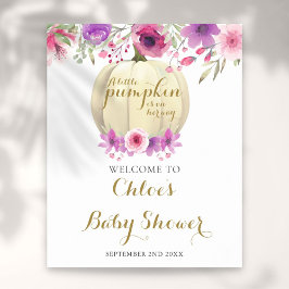 Póster Signo de bienvenida de Baby Shower para la calabaz