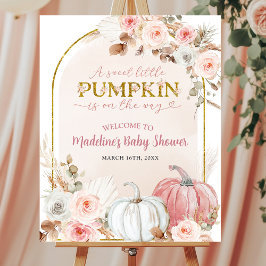 Póster Signo de bienvenida de Baby Shower para la calabaz