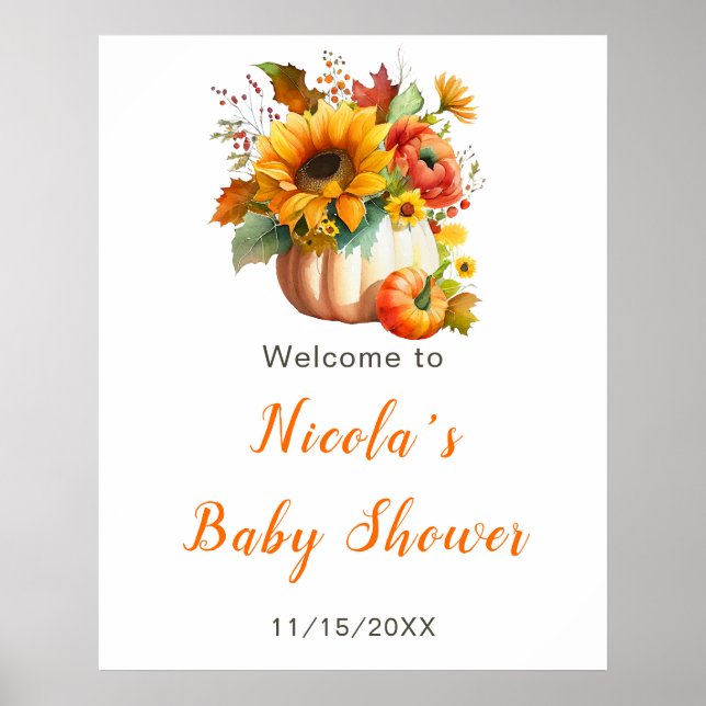 Póster Signo de bienvenida de Baby Shower para la flor de (Frente)
